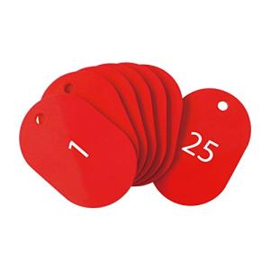 オープン工業 番号札 小判札 荷札 整理券 大 赤 25枚 1-25番 セット BF-50-RD