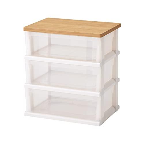 天馬(Tenma) お部屋に馴染む木製天板付きの衣装ケース 日本製 簡単組立 木製天板ストッカー3段...
