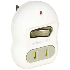 電源タップ 雷ガード 2個口 白 HS-TMP2M3PBT-W 00-5091｜amusant