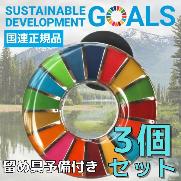 SDGs バッジ 本物 ピンバッジ 正規品 国連本部限定 丸みのあるタイプ 3個 予備の留め具付き ...