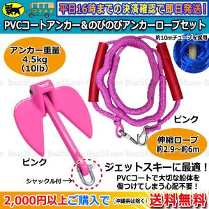 PVCアンカー ピンク＋アンカーロープ ピンク セット 新仕様 10mm ゴムチューブ採用 ジェットスキー 送料無料 (沖縄除く） シャックル付 係留 ダンフォース