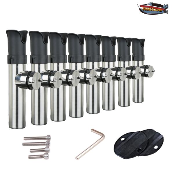 B5 ロッドホルダー 船 ステンレス ロッドキーパー付 ステンレス製 クランプオン 8本セット 16...