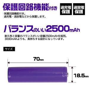 18650 リチウムイオン 充電池 2500m...の詳細画像2