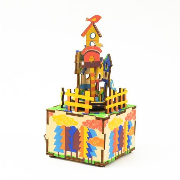 【DIY木製パズルキットオルゴール】 空のおうち