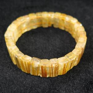 ゴールドタイチンルチルクォーツ 3A 7mm玉ブレスレット 13.0g 【榎本