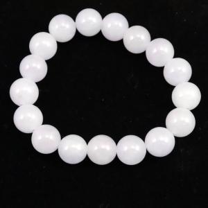 ミャンマー産 翡翠 薄緑 ヒスイ・ホワイト 10mm玉ブレスレット 36.0g 