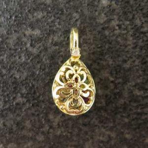 K18 ティアドロップ チャーム ダイヤモンド付 18金イエローゴールド