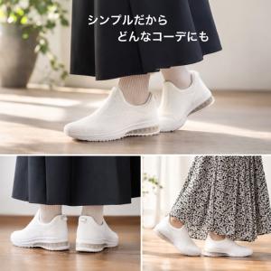 スリッポン スニーカー レディース 白 紐なし...の詳細画像4