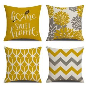 クッションカバー 装飾枕カバー 4枚入 北欧 亜麻 幾何学模様 リネンっぽい 抱き枕カバー 装飾枕カバー ソファ背当て 座布団カバー 45*45cm