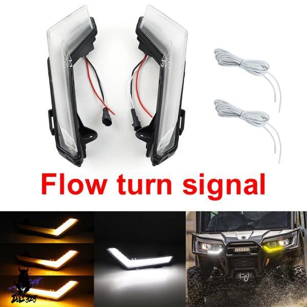 互換品  LED 流れるウインカーライト DRL フロントライト Can-Am Defender 2...