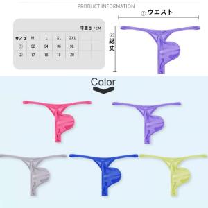 フロントポーチ Tバック メンズ下着 サテン風...の詳細画像1