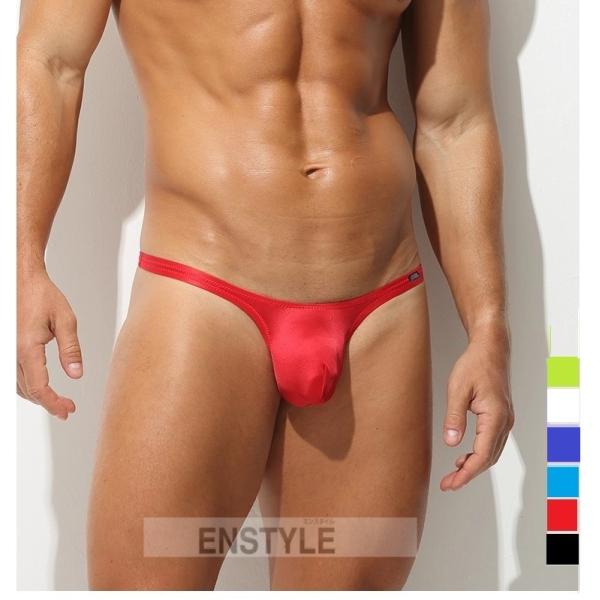 メンズTバック フロントもっこり ハーフシーム 水着素材 メンズ下着 セクシー インナー ensty...