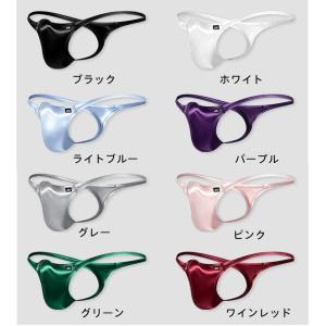Tバックローライズ 光沢 サテン風 上向き 3...の詳細画像1