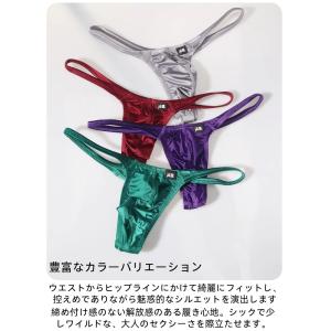 Tバックローライズ 光沢 サテン風 上向き 3...の詳細画像5