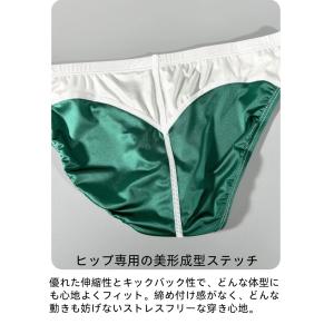 メンズビキニ バイカラー 光沢感サテン風 ヒッ...の詳細画像4