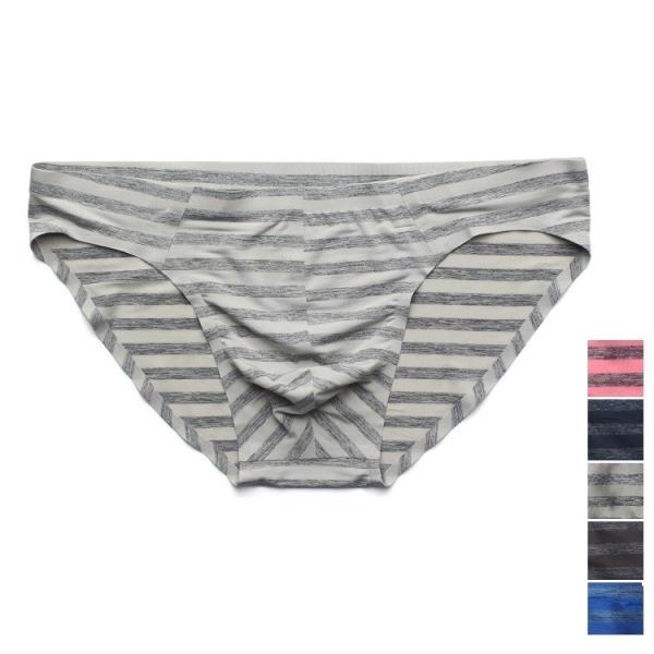 ビキニ 男性下着 フルバック ボーダー ストレッチ 縫い目なし セクシーインナー メンズインナー エ...