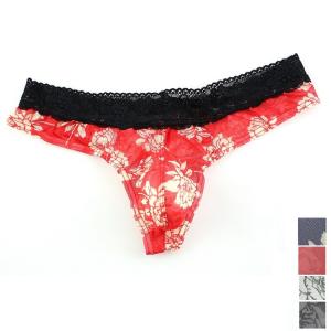 メンズTバック 花柄メッシュ ウエストレース メンズインナー