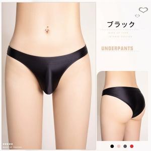 ビキニブリーフ メンズ 光沢サテン風 ハイカッ...の詳細画像2