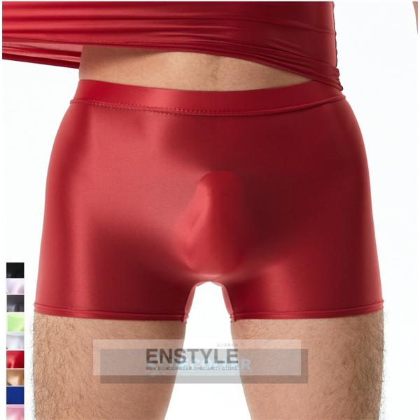 ボクサーパンツ 男女兼用 ローライズ セミロング 光沢サテン風 男女兼用 アンダーウェア インナーウ...