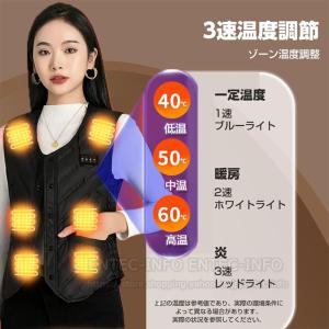 電熱ベスト ダウンベスト ヒーター14枚内蔵 ...の詳細画像2