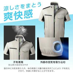 空調作業服 半袖 バッテリー ファンセット 冷...の詳細画像3