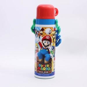 水筒 マリオ ステンレス 直飲み 超軽量 コンパクト２wayステンレスボトル スーパーマリオ/SKDC6 軽い ステンレス コップ付き 直飲み 紐付き