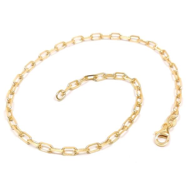 アンクレット シルバー925 ゴールドカラーメッキ 長角アズキチェーン 26cm メンズ