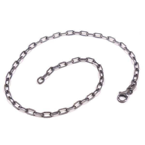 アンクレット シルバー925 いぶし 長角アズキチェーン 26cm メンズ