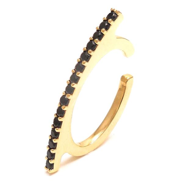 イヤーカフ イヤカフ バータイプ ブラック・キュービックジルコニア シンプル レディース メンズ ジ...