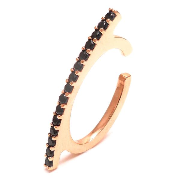 イヤーカフ イヤカフ バータイプ ブラック・キュービックジルコニア シンプル レディース メンズ ジ...