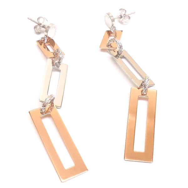 FRABOSO フラボッソ ピアス レクタングル シルバー925 ロジウム・ピンクゴールドメッキ レ...