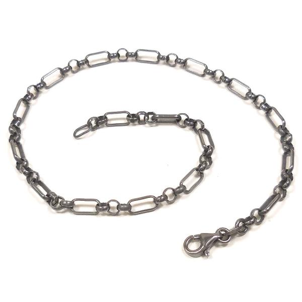 アンクレット シルバー925 いぶし 大小コンビチェーン 26cm メンズ レディース フリーサイズ