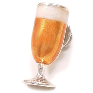 ピンブローチ ラペルピン シルバー925 ビールグラス 中濃色 エナメル彩色 イタリア製 サツルノ メンズ レディース プレゼント ギフト｜entiere