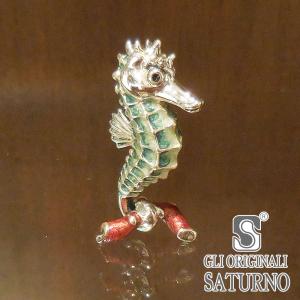 置き物 オブジェ シルバー925 タツノオトシゴ 小 エナメル彩色 イタリア製 サツルノ