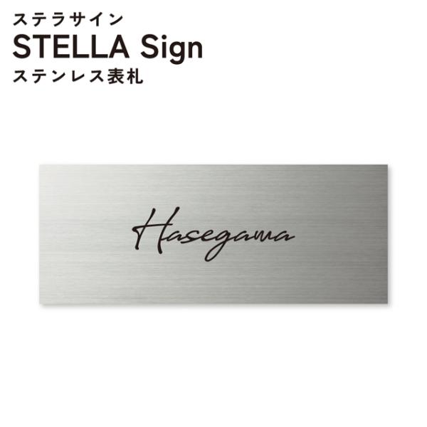 表札 ステラサイン 幅200mm×高さ80mm ステンレスヘアライン WSMY-S