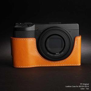 TP Original Leather Camera Body Case for RICOH GR III Tan リコー GR3 本革 レザー カメラケース EZ Series TB06GR3-WB｜enu-shouten