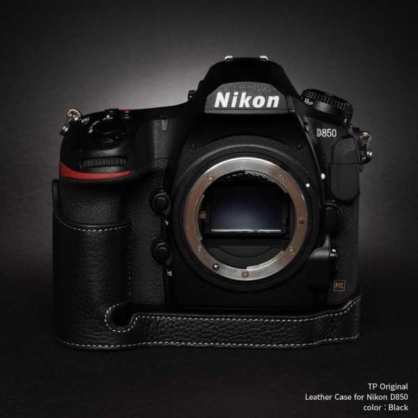 TP Original Nikon D850 専用 レザー カメラケース Black ブラック おし...