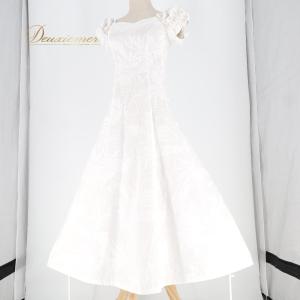 中古 MermaidLine MMJ マーメイドライン エムエムジェイ フラダンス 衣装 ワンピース ドレス ホワイト系 日本製 シンプル フリル袖 花柄 植物柄 フラワー…