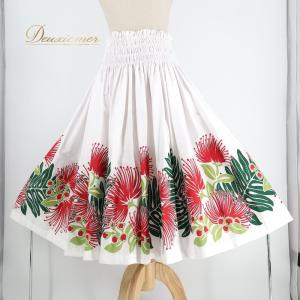 中古 Aloha Emika アロハエミカ フラダンス 衣装 パウスカート ホワイト系 モンステラ柄 花柄 植物柄 ハワイアンプリント ハワイアン アロハ フラ ダンス …