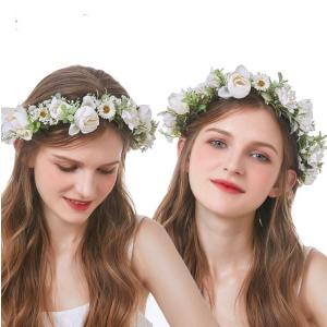 花冠 ウェディング カチューシャ 森ガール ひまわり 花かんむり ヘッドドレス 手作り 髪飾り ブライダル 花輪 造花  ビーチ 旅行 リゾート 結婚式 撮影