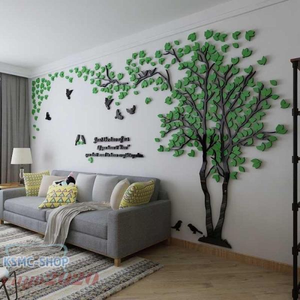 3D 木 木の葉 ウォールステッカー diy アクリル壁紙 飾り はがせる 装飾 シール 壁 ホーム...