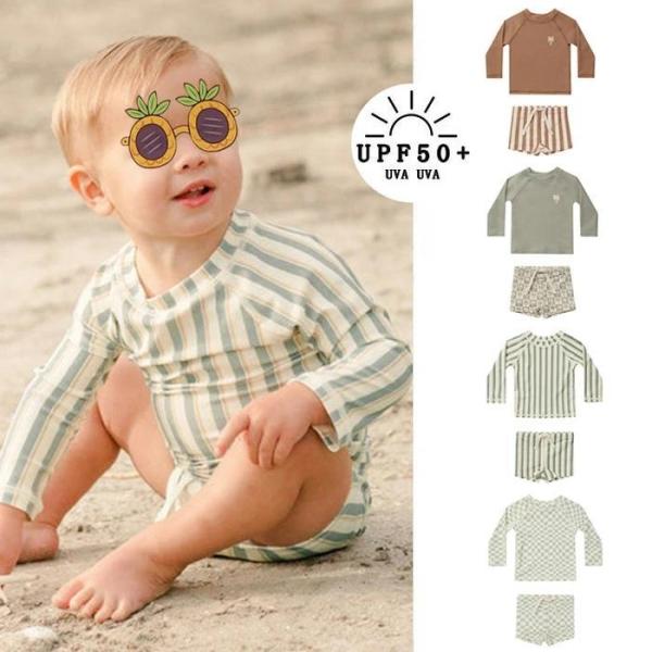 キッズ 水着 男の子 セパレート ベビー服 男児 子供用 UVカット 長袖ラッシュガード 水着 赤ち...
