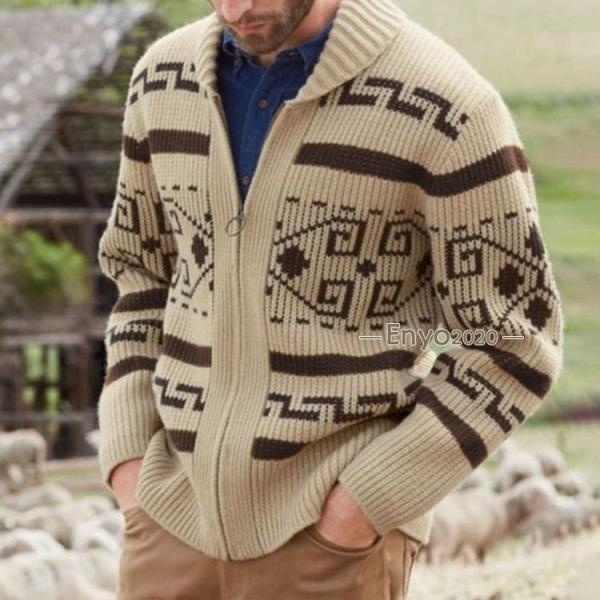 カーディガン メンズ セーター ジップとめ 長袖 ニット ジャケット 保温 アウター 羽織り ローゲ...