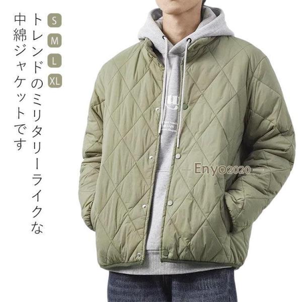 キルティングジャケット ノーカラー スタンドカラー 中綿ジャケット ジャケット 防寒着 キルティング...