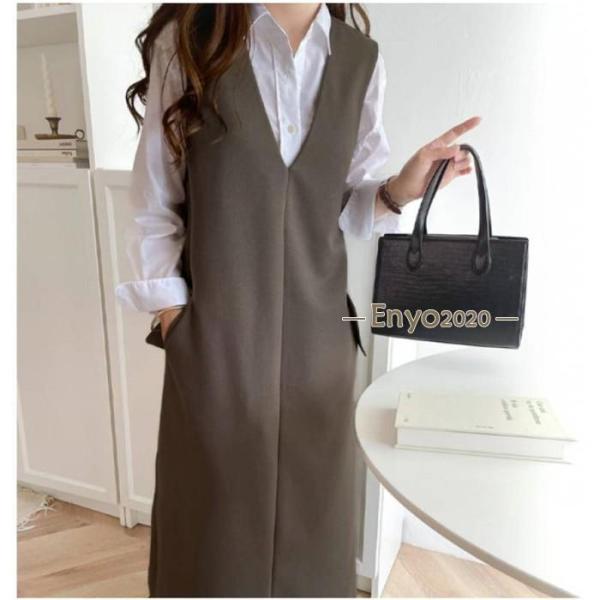 ワンピース レディース バックスリット ロングワンピース 深い Vネック マキシワンピース シンプル...