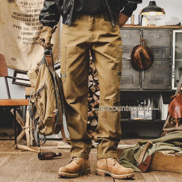 カーゴパンツ メンズ チノパン チノパンツ アウトドア 6ポケット デザイン 作業着 ストレート 綿...