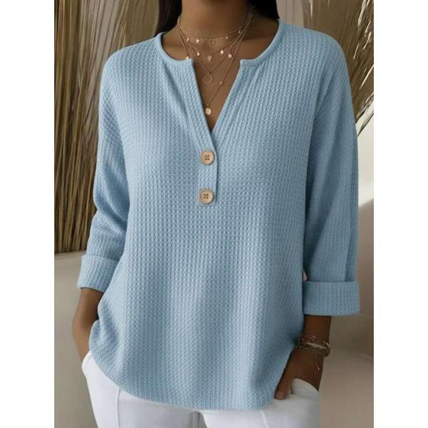 ワッフル ニット tシャツ レディース ニットソー Vネック 春 新作 長袖 カットソー 無地 トッ...