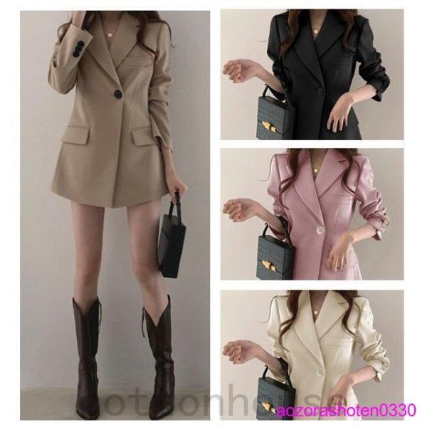 テーラードジャケット レディース スーツジャケット 無地 ゆったり 黒白 おしゃれ アウター ブレザ...