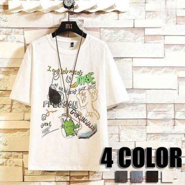 ゆったりTシャツ メンズ 丸首メンズTシャツ トップス 大きいサイズ 夏Tシャツ カットソー S M...