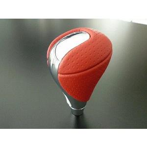 【正規国内レクサス純正】 IS-F 純正 シフトノブ 流用可能 ダイハツ コペン用 赤 レッド メッキ/本革 ドレスアップ ギア｜enzo-machina